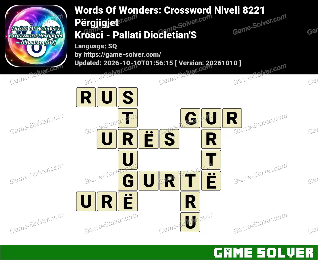 Words Of Wonders: Crossword Niveli 8221 Përgjigjet – Kroaci – Pallati Diocletian’S